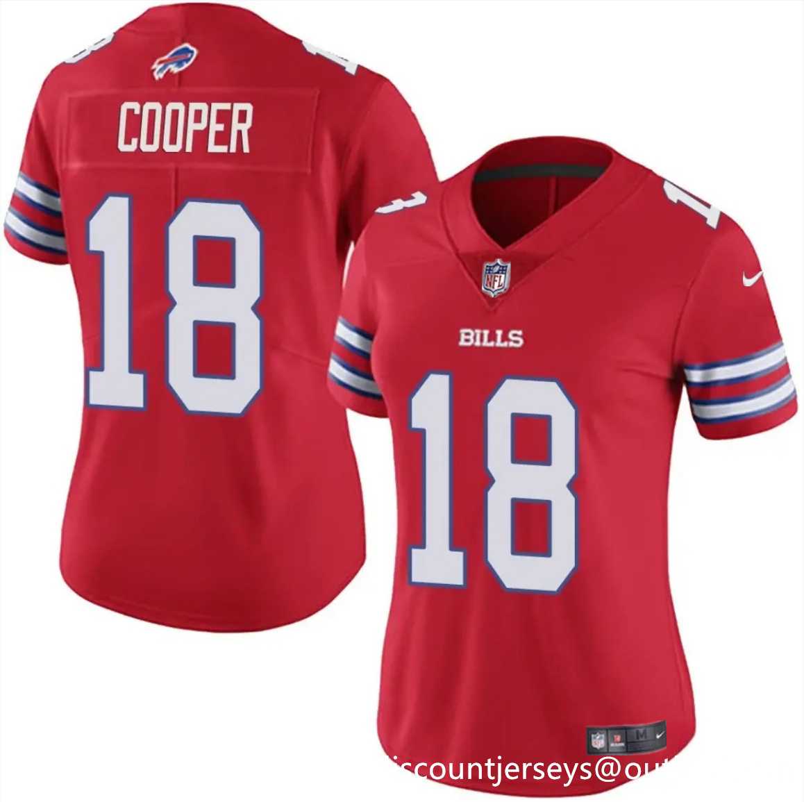 Women%27s Buffalo Bills #18 Amari Cooper Red Vapor Stitched Jersey Dzhi